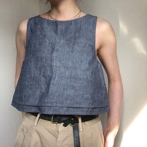 Apiece Apart 100% Cotton Blue Chambray Denim Sleeveless Top